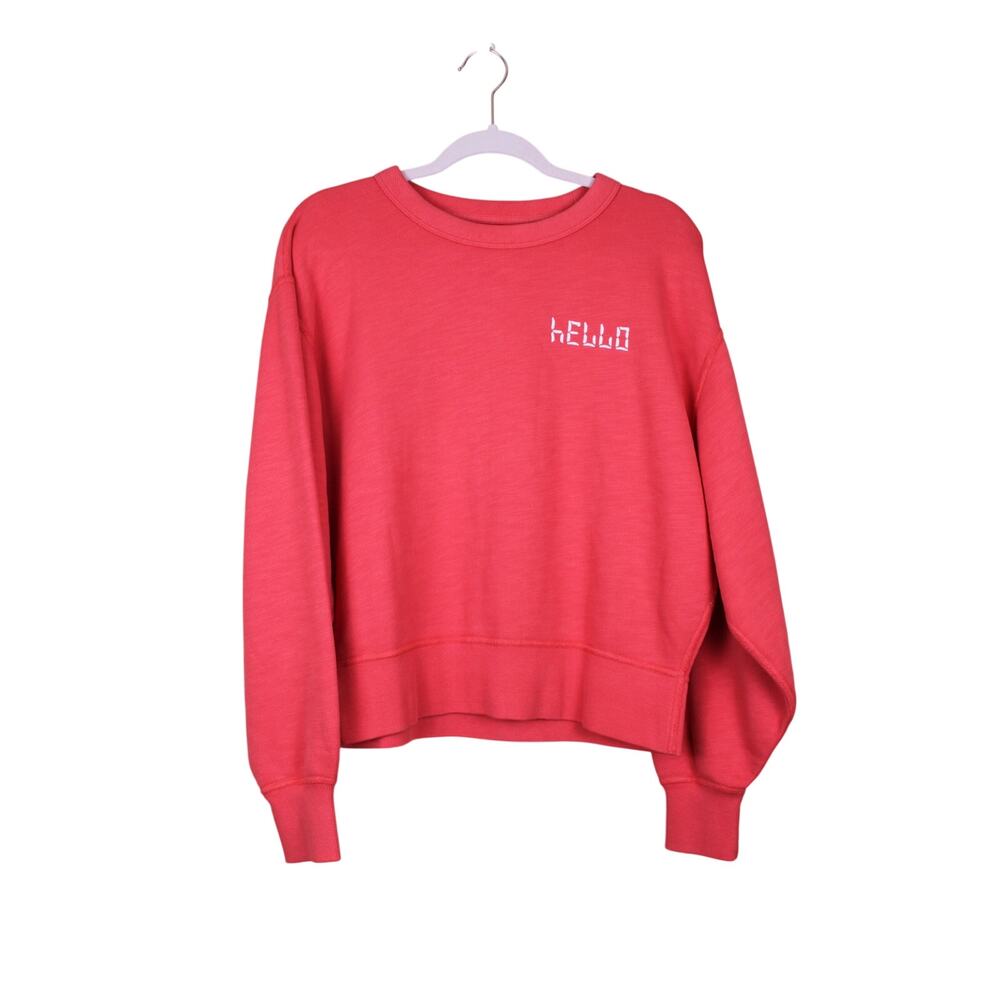 Rag & Bone Red Hello Terry Oversized Comfy Playful Relax Fit Sweatshirt Size M